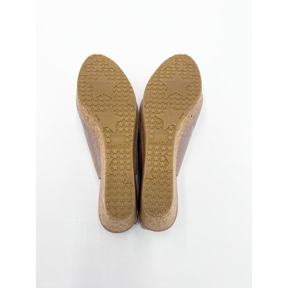 Jimmy Choo NWT NIB Praise glittered mesh suede wedge slingback sandals Sz 40.5 - Picture 3 of 8